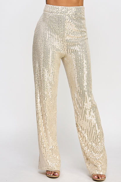 sequin wide leg pants