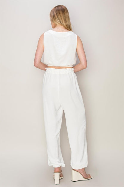 2pc set- sleeveless top & jogger pants