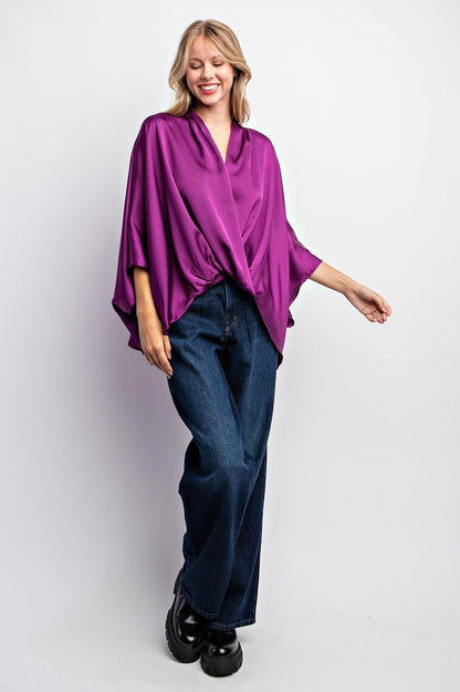 kimono sleeve satin top - RK Collections Boutique