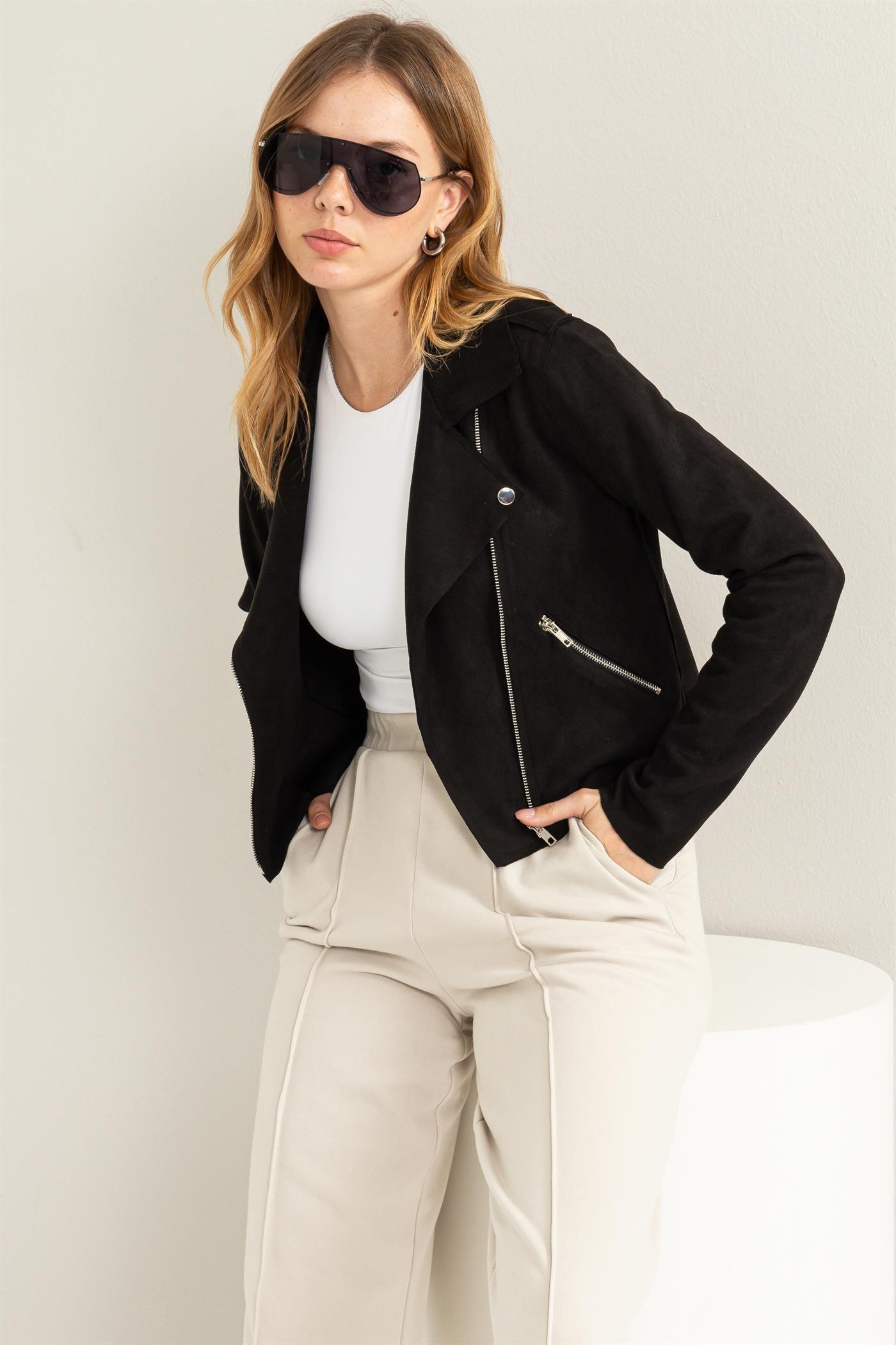 faux suede moto jacket - RK Collections Boutique