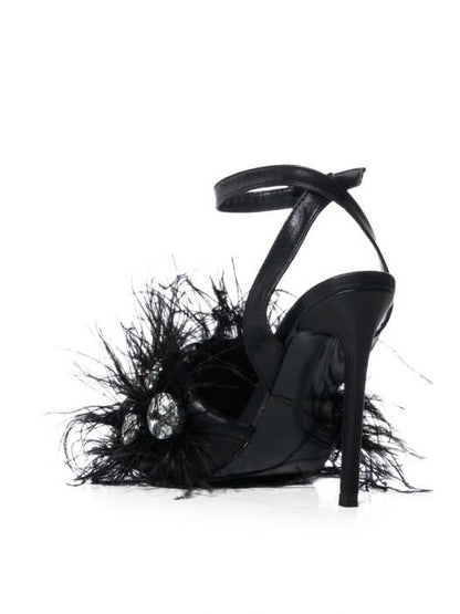 Feather & Crystal Stiletto Sandal