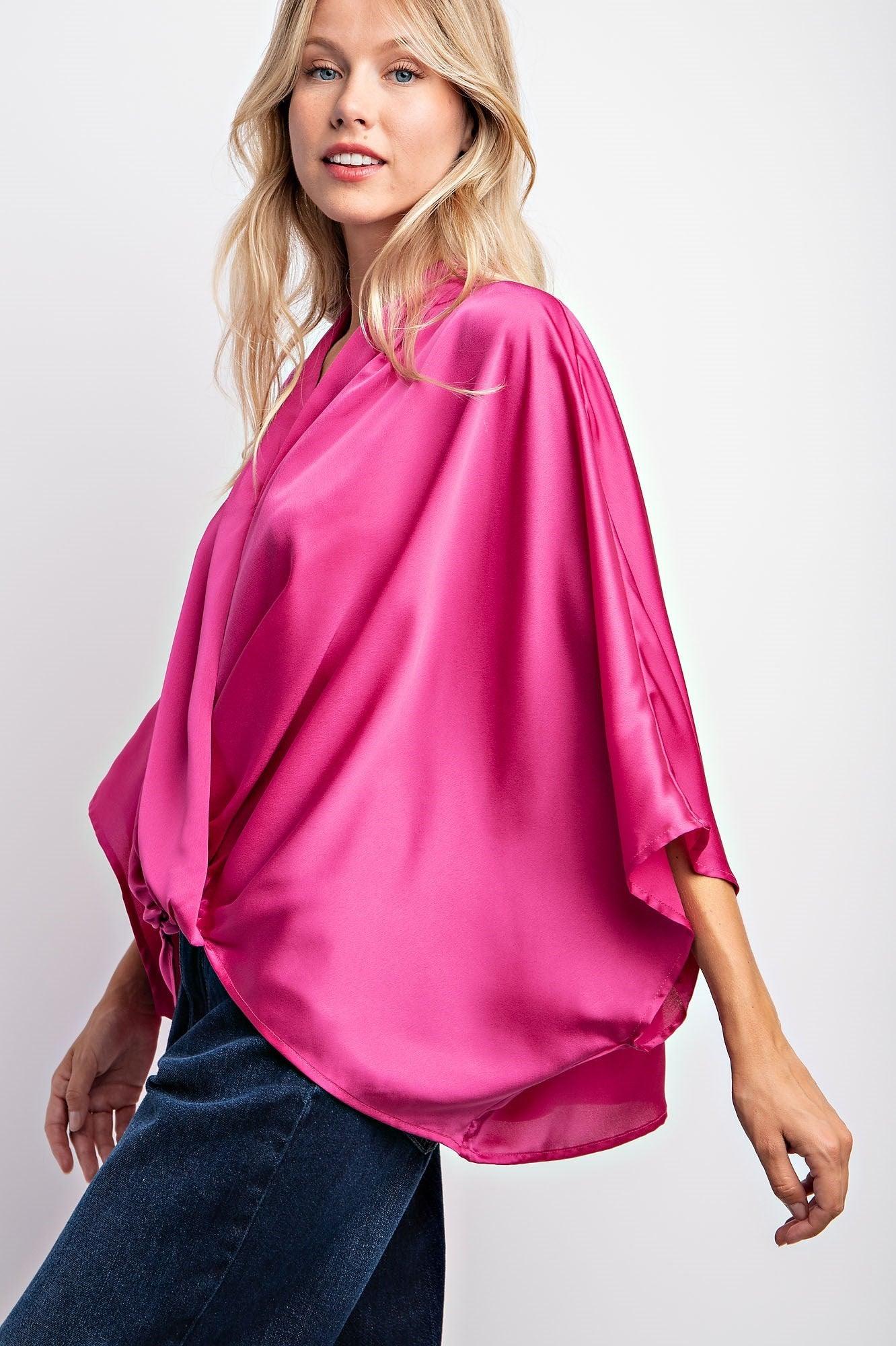 kimono sleeve satin top - RK Collections Boutique