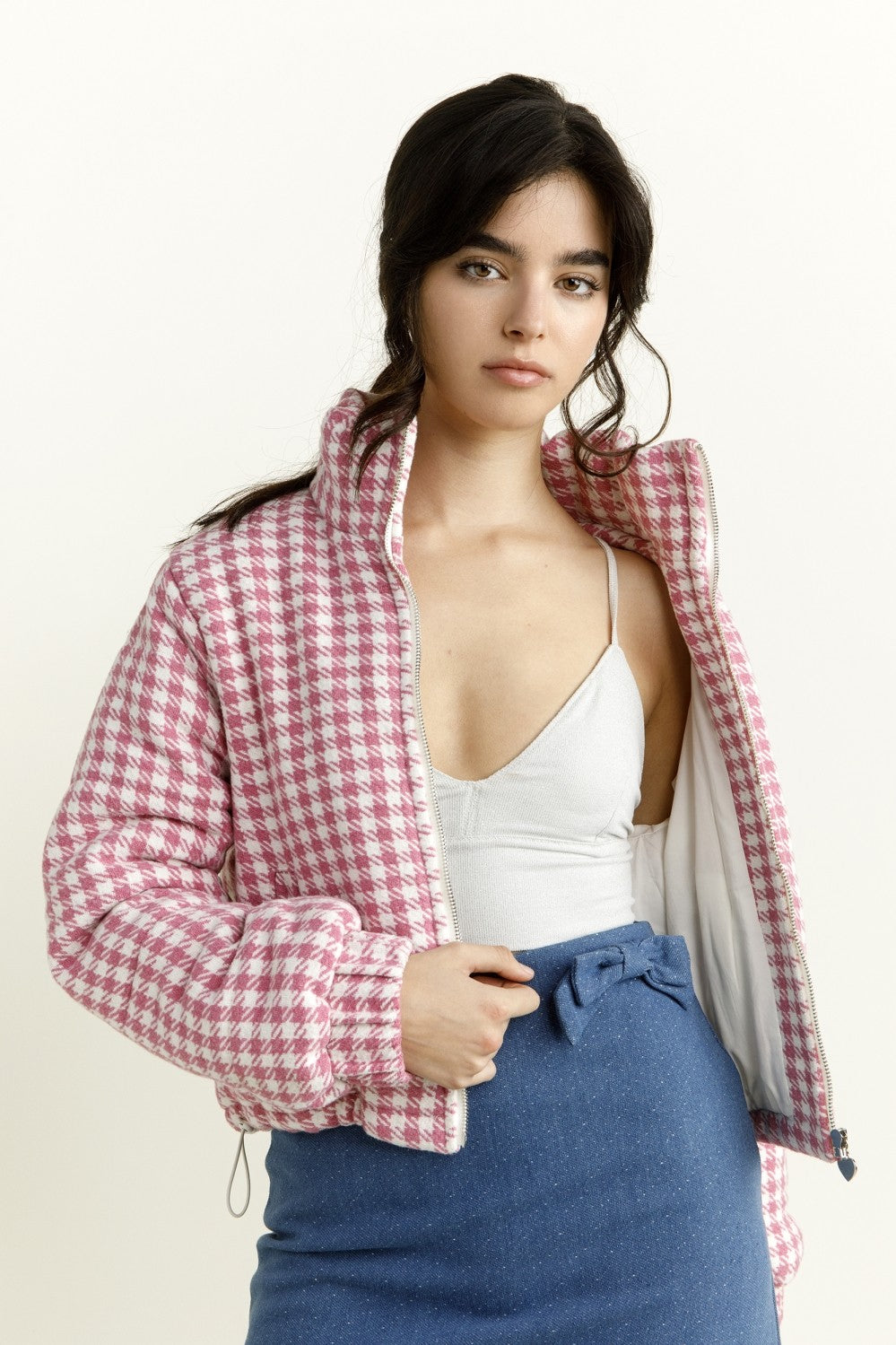 houndstooth puffer jacket