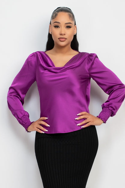 Satin Cowl Neck Blouse BT03524