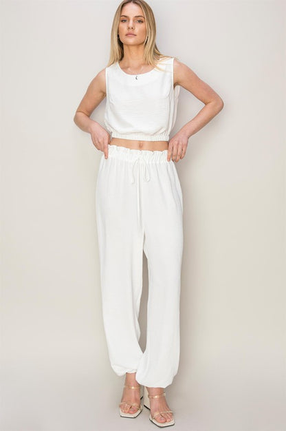 2pc set- sleeveless top & jogger pants