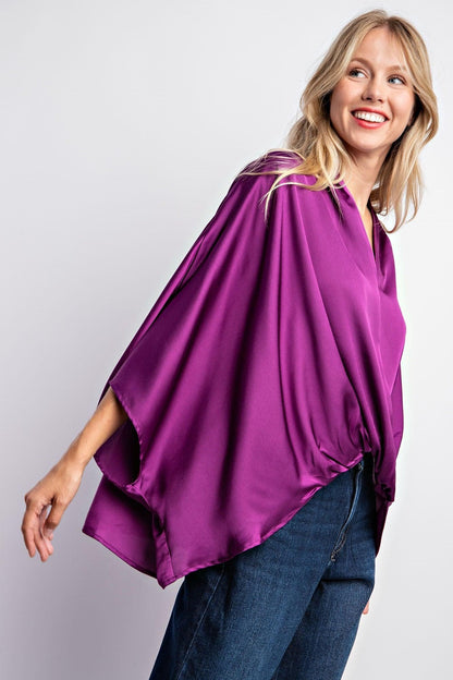 kimono sleeve satin top - RK Collections Boutique