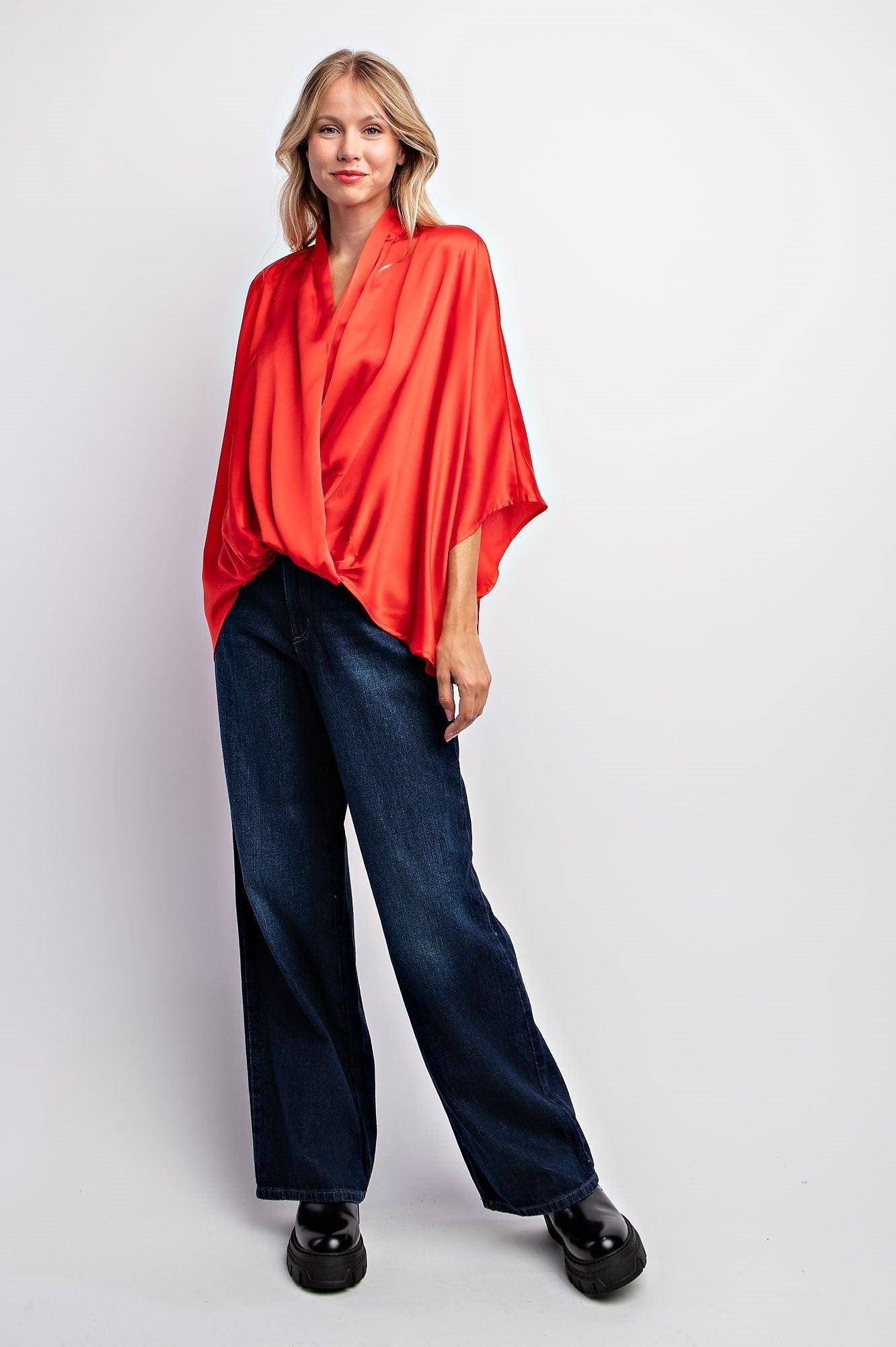 kimono sleeve satin top - RK Collections Boutique