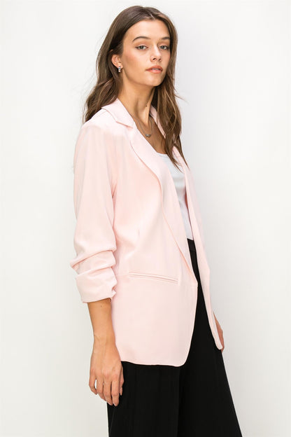 ruched sleeve blazer