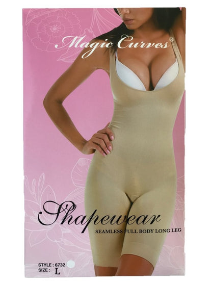 seamless neck to thigh shapewear bodysuit