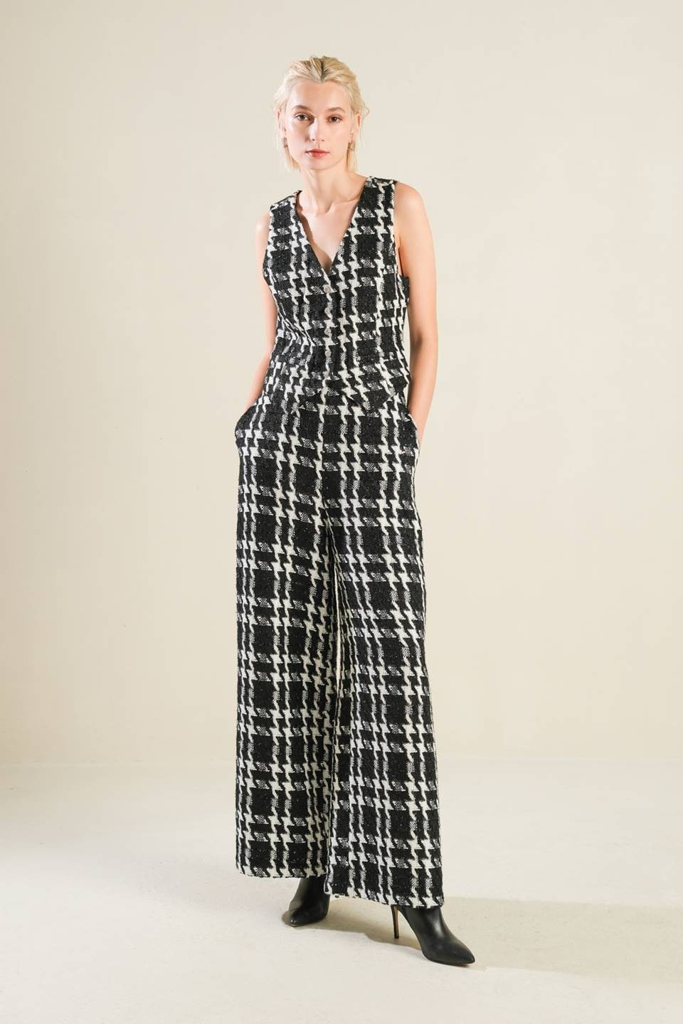 lurex plaid vest