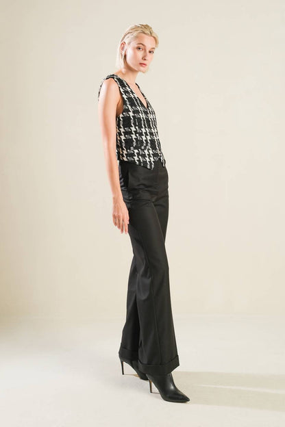 lurex plaid vest