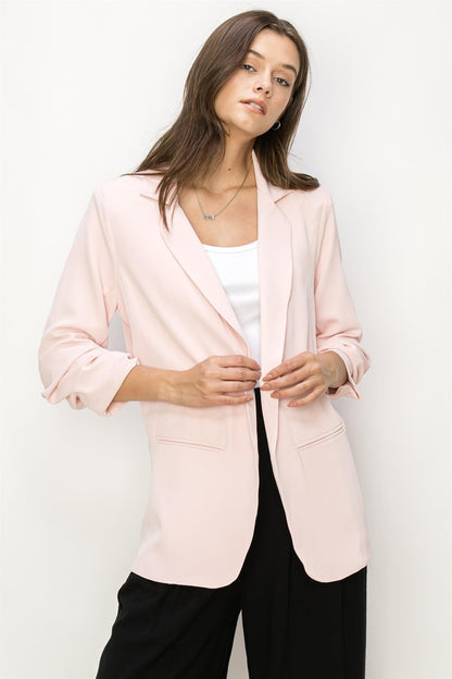 ruched sleeve blazer