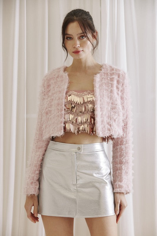 knit tweed crop jacket