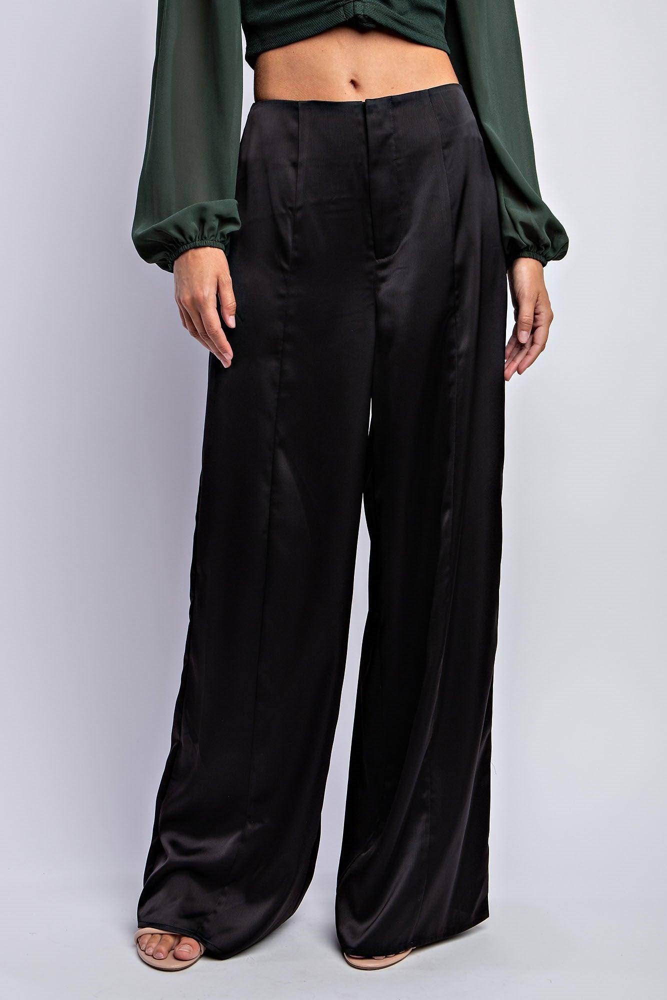 satin wide leg pants - RK Collections Boutique