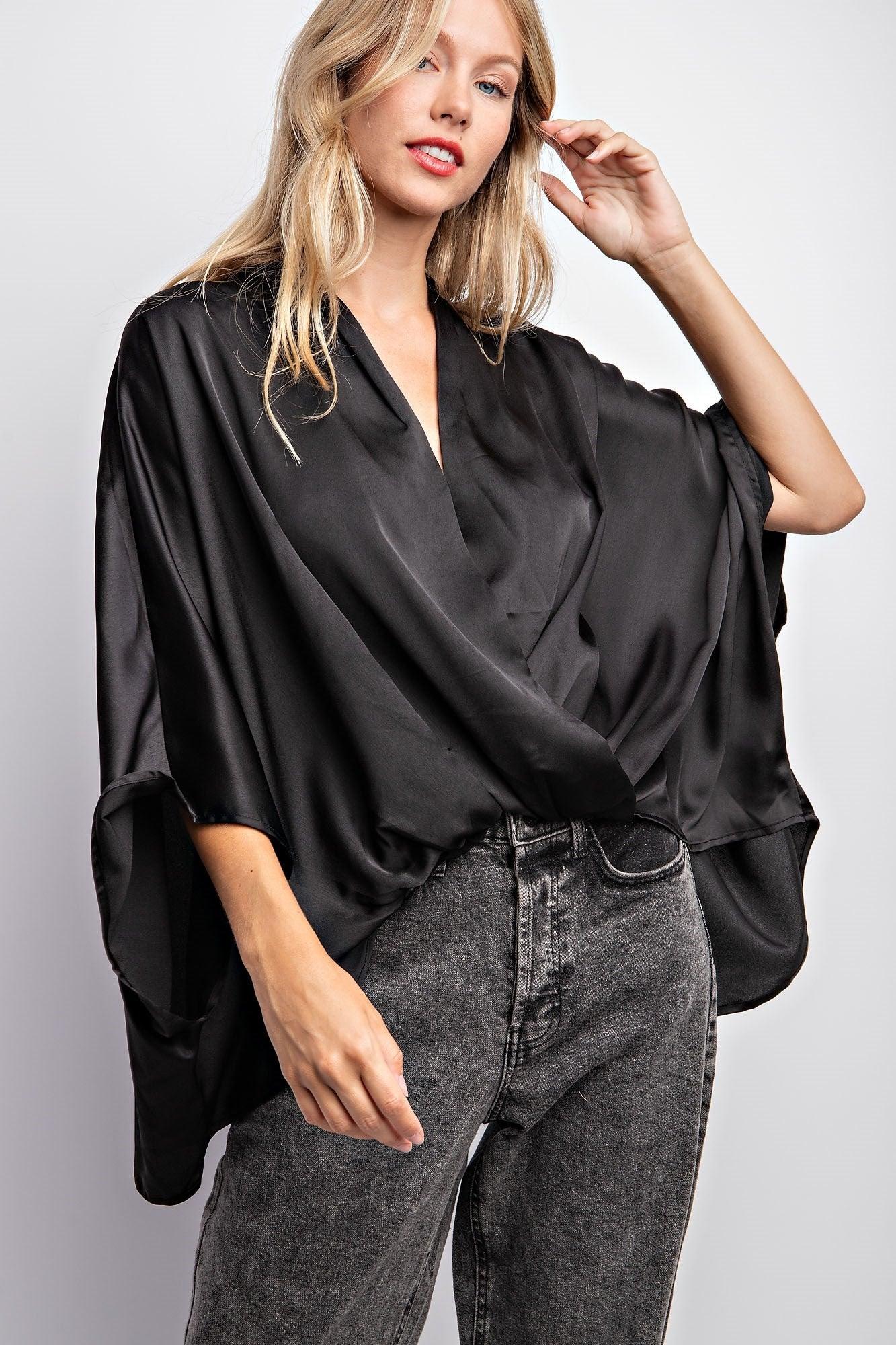 kimono sleeve satin top - RK Collections Boutique