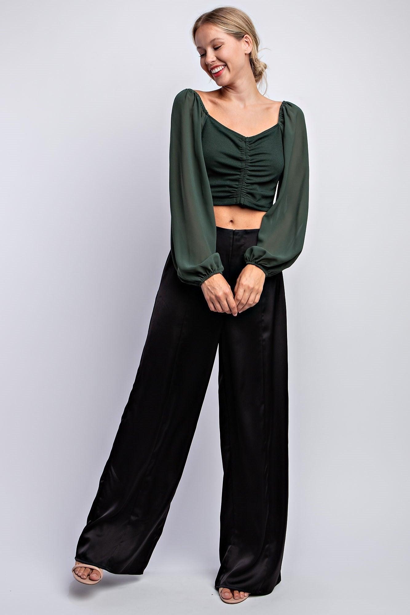 satin wide leg pants - RK Collections Boutique