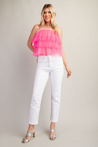 tiered tulle sleeveless top