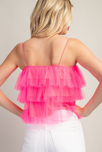 tiered tulle sleeveless top