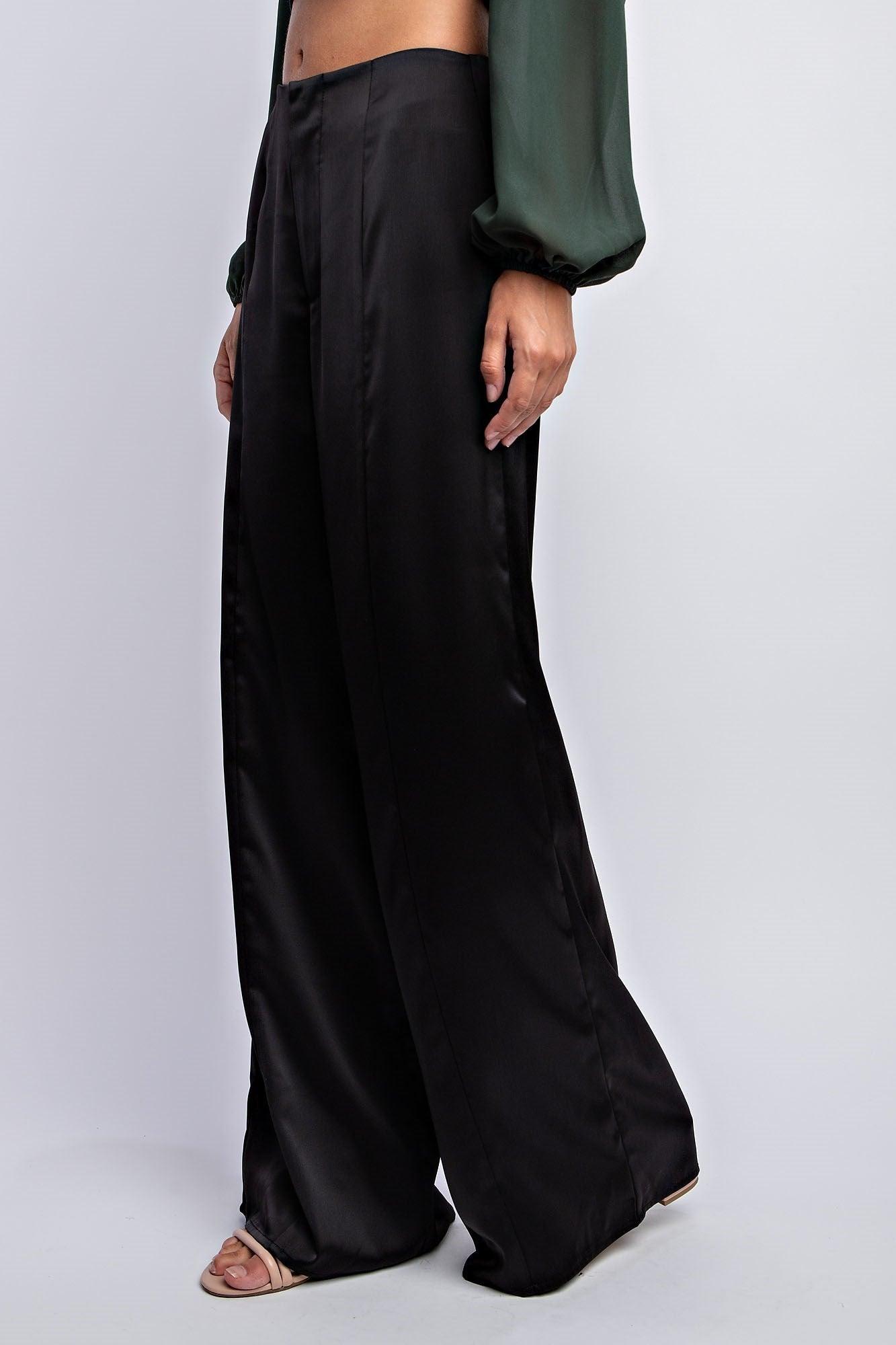 satin wide leg pants - RK Collections Boutique