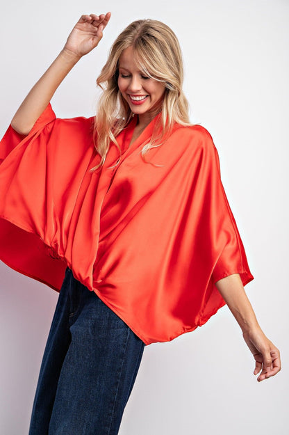 kimono sleeve satin top - RK Collections Boutique