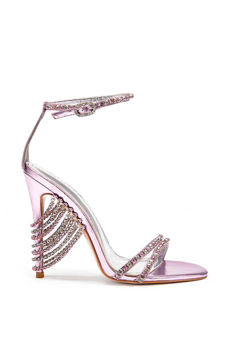 rhinestone metallic pink stiletto sandal