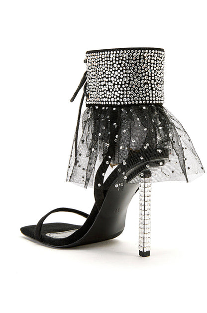 rhinestone cuff studded tulle stiletto heel