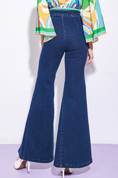 split flare leg high waist jeans