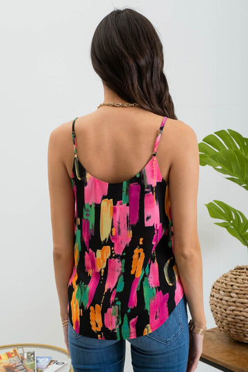 brush stroke woven tank