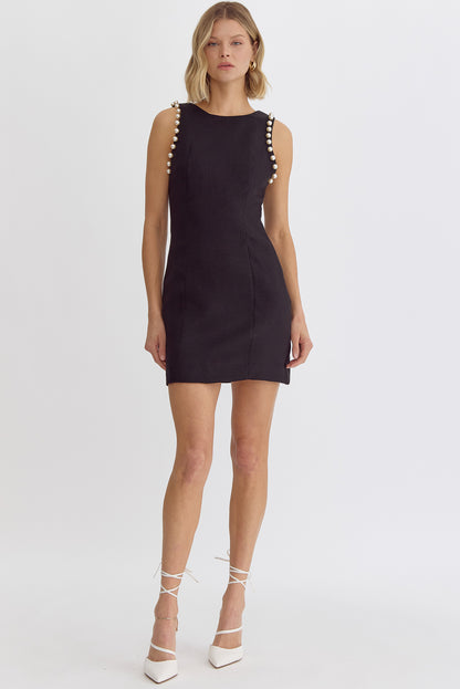 pearl trim sleeveless dress