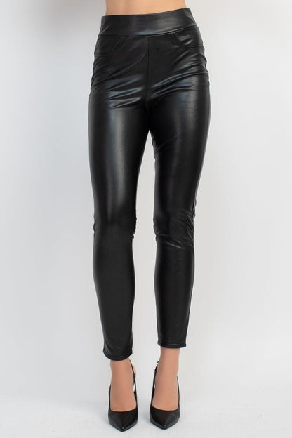 brushed faux leather leggings - RK Collections Boutique