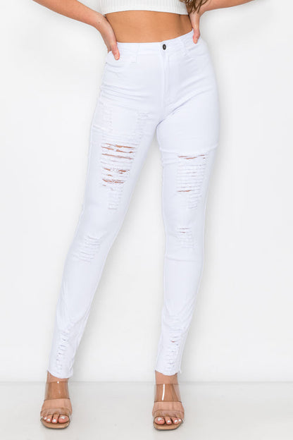 LV-420 stretch high waist ripped skinny jean