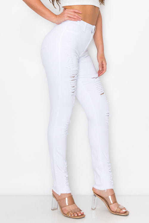 LV-420 stretch high waist ripped skinny jean