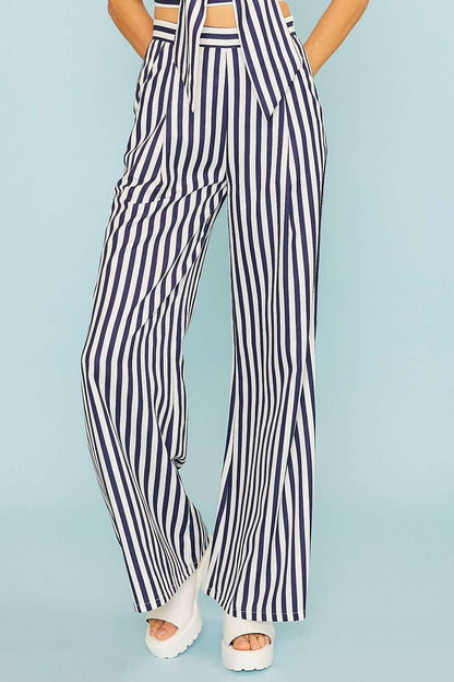 vertical stripe wide leg pants