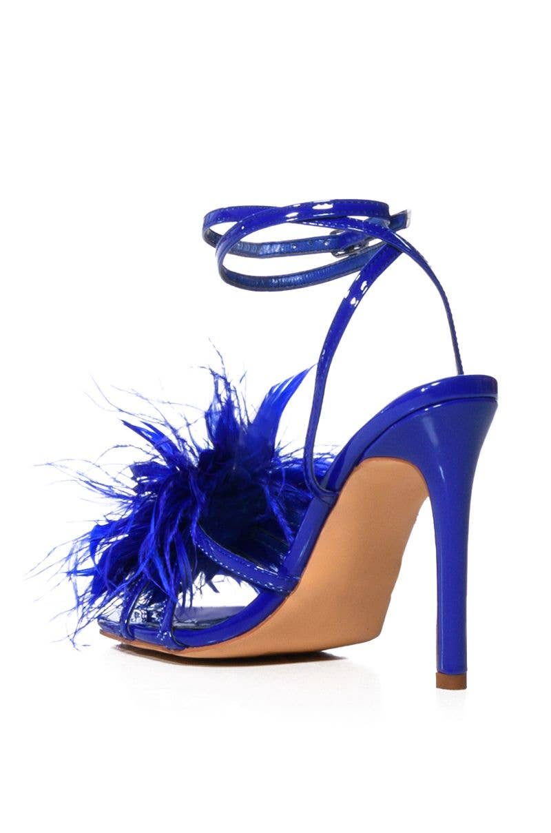 Feather Stiletto Sandal w/ Crystals