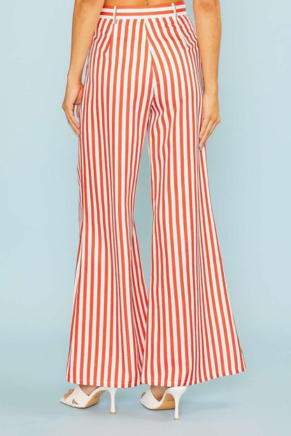 vertical stripe wide leg pants