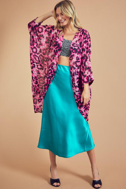 PLUS leopard sheer kimono cardigan - RK Collections Boutique