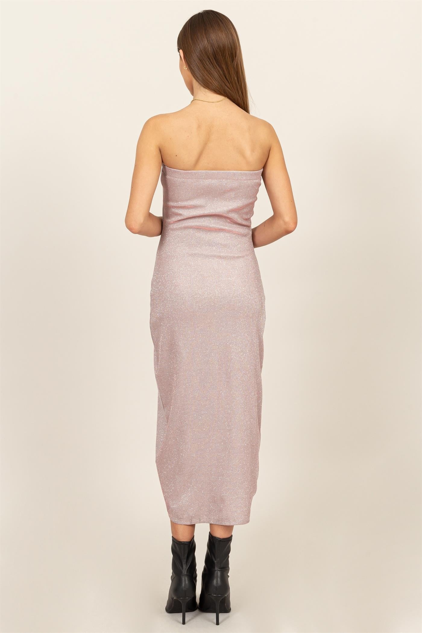 sparkle strapless midi dress