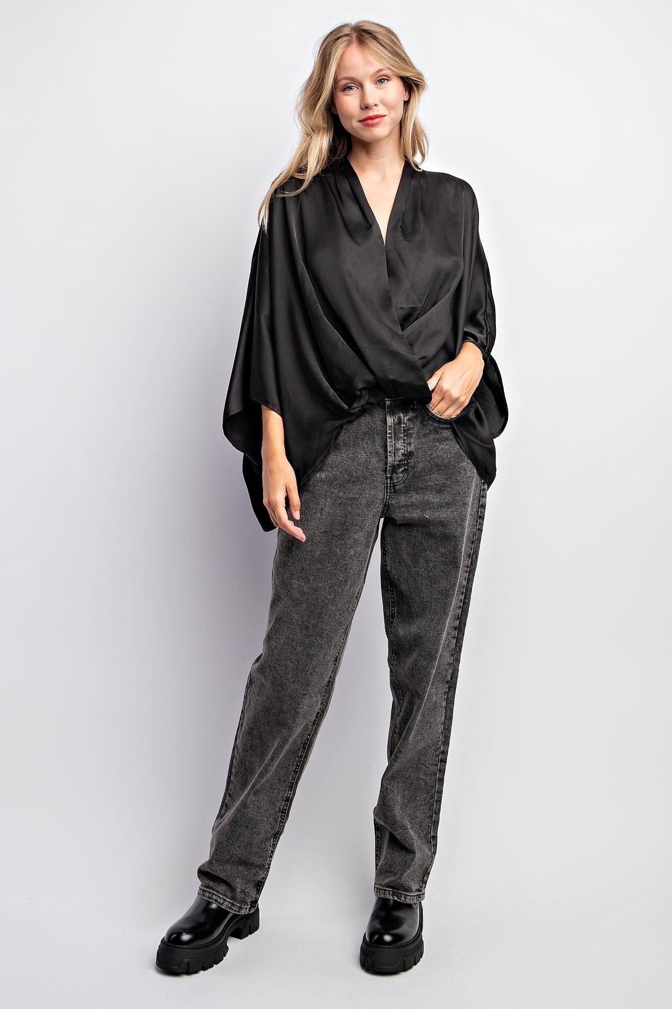 kimono sleeve satin top - RK Collections Boutique