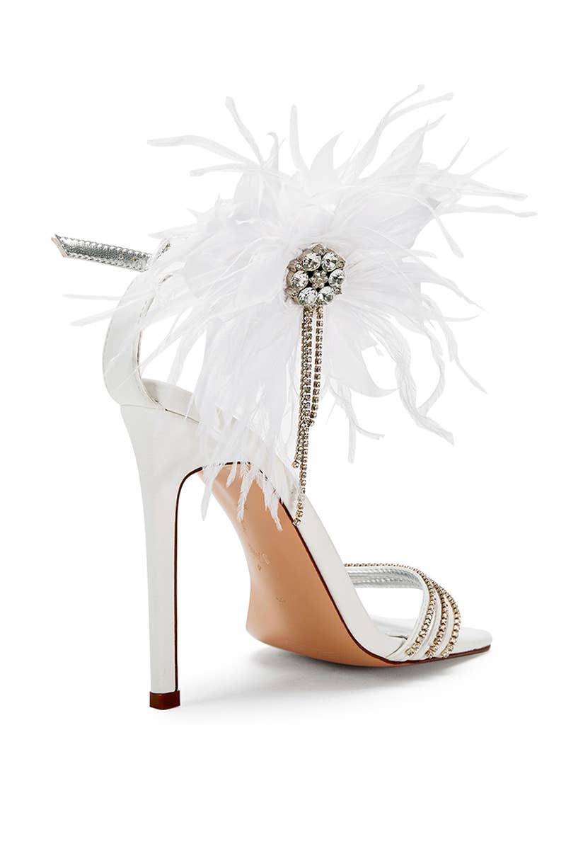 Stiletto Feather Crytal Sandal Heels