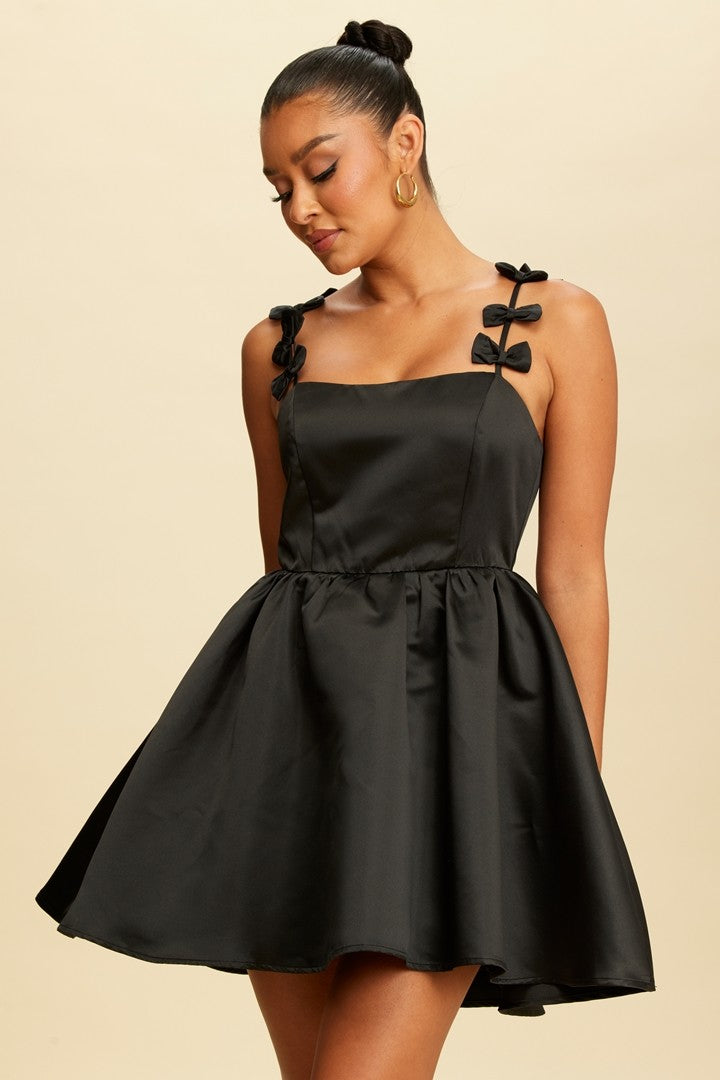 bows strap fit & flare dress