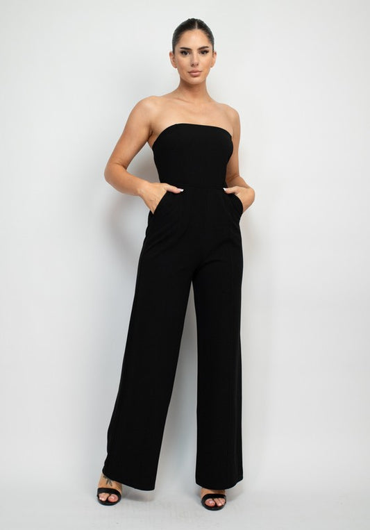 Strapless Wide Leg Jumpsuit