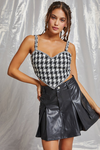 faux leather pleated mini skirt