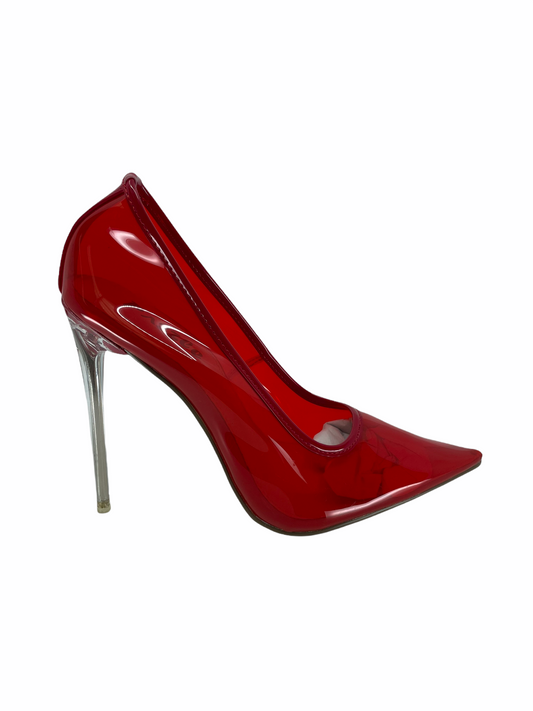 see through clear stiletto heel pumps