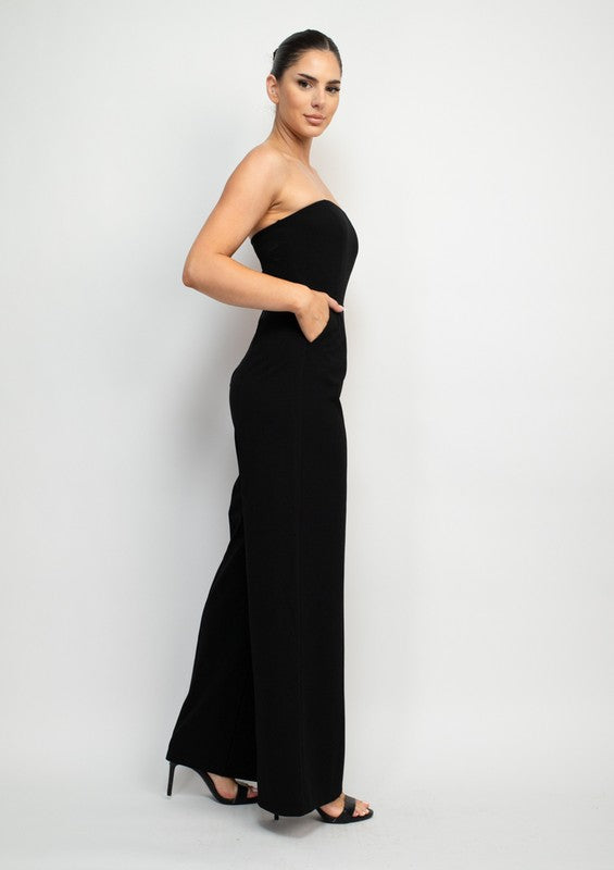 Strapless Wide Leg Jumpsuit