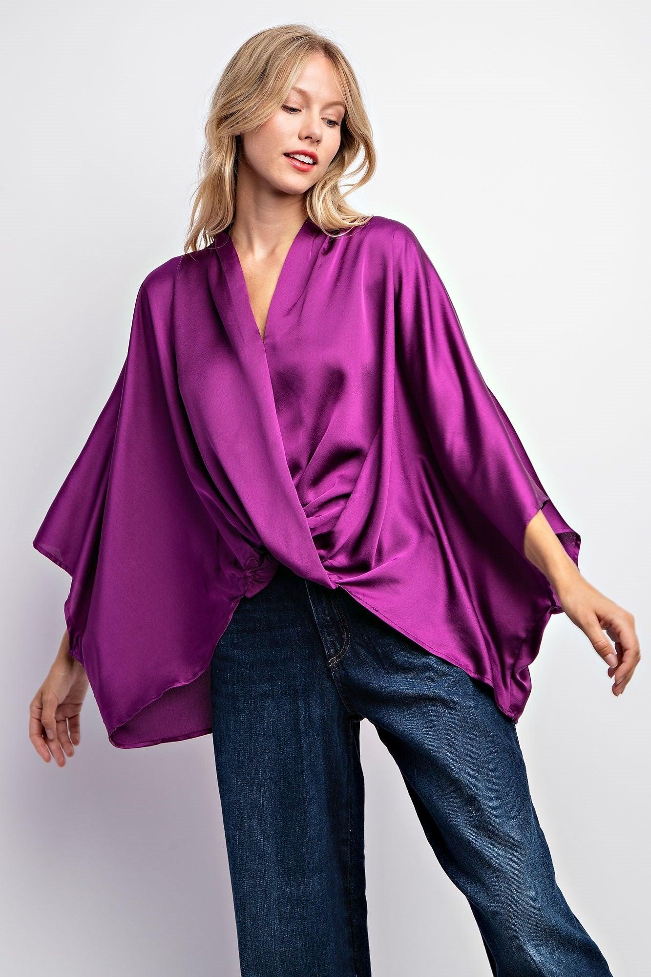 kimono sleeve satin top - RK Collections Boutique