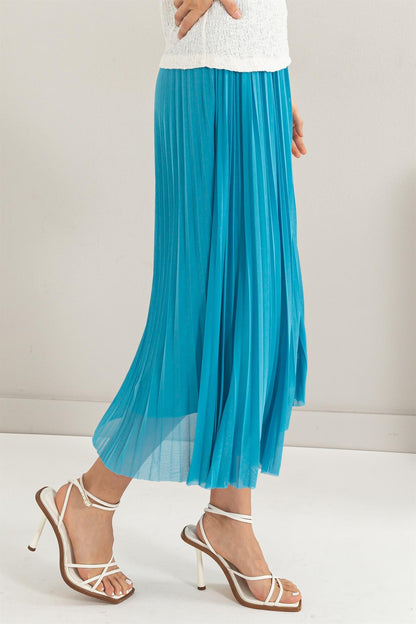 pleated midi skirt