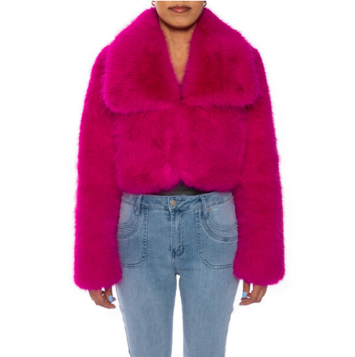 cropped faux fur jacket