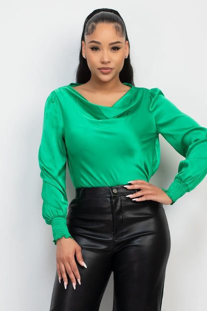 Satin Cowl Neck Blouse BT03524