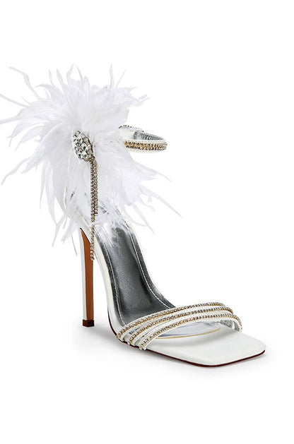 Stiletto Feather Crytal Sandal Heels