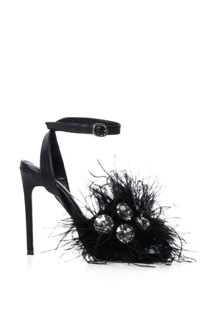 Feather & Crystal Stiletto Sandal